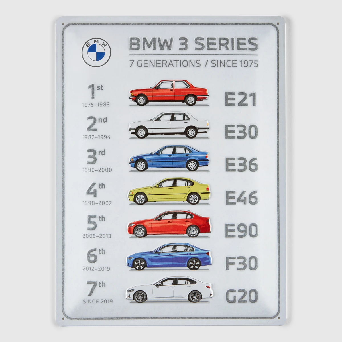 Металлический знак BMW 3 Series (White, 30x40 см)