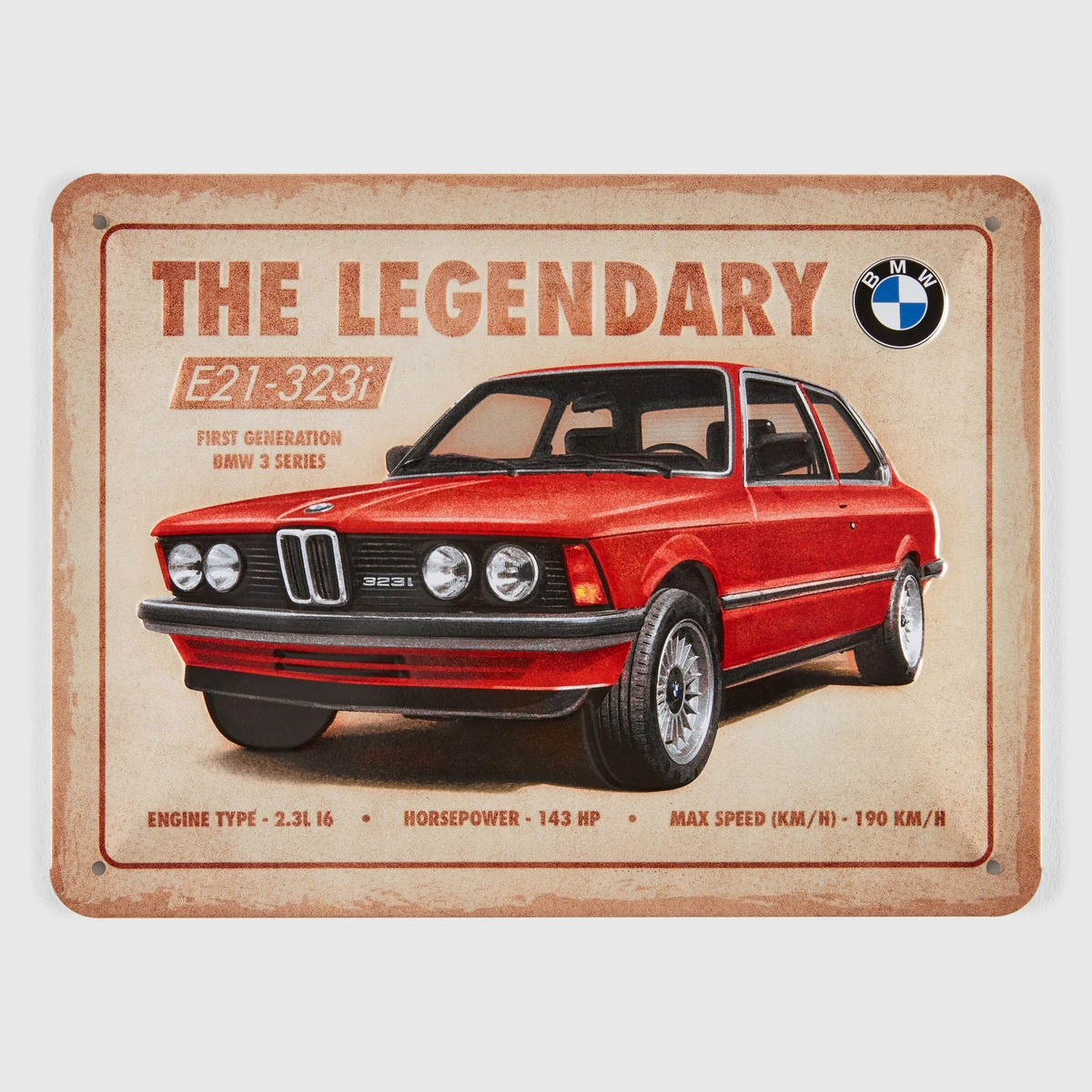 Металлический знак BMW E21 15x20 (Red)